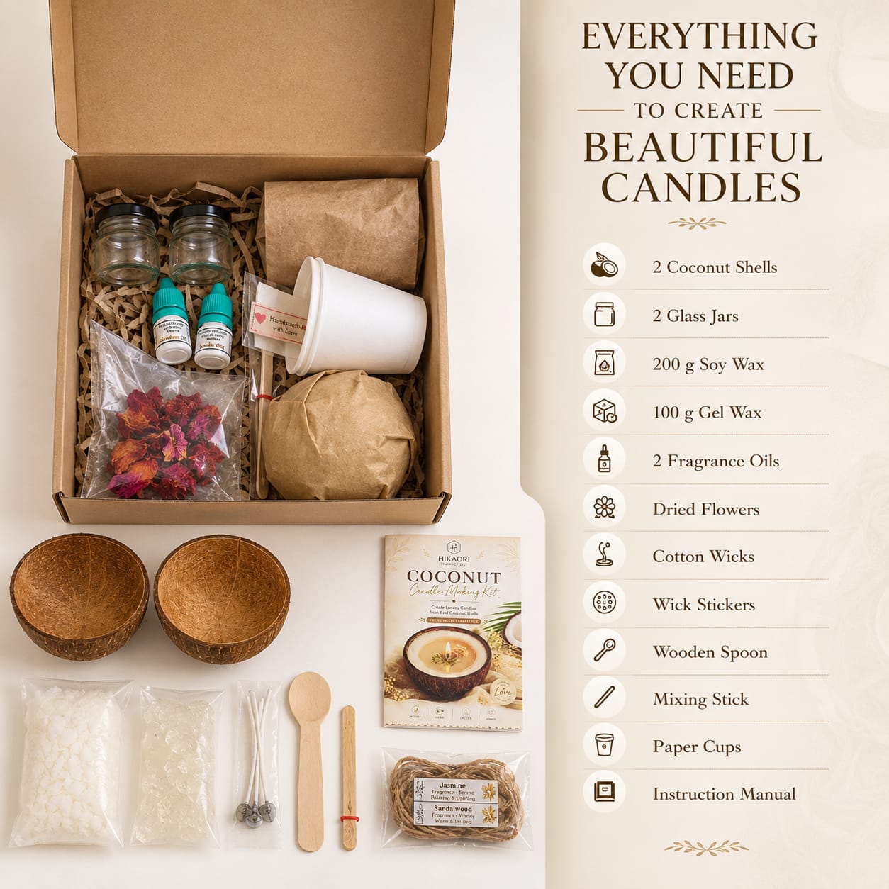 Eco Coconut Shell DIY Candle Kit